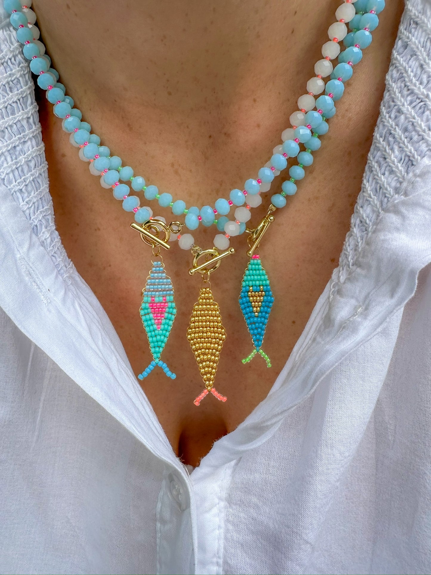 Keep Swimming Fish Necklace - Turquoise