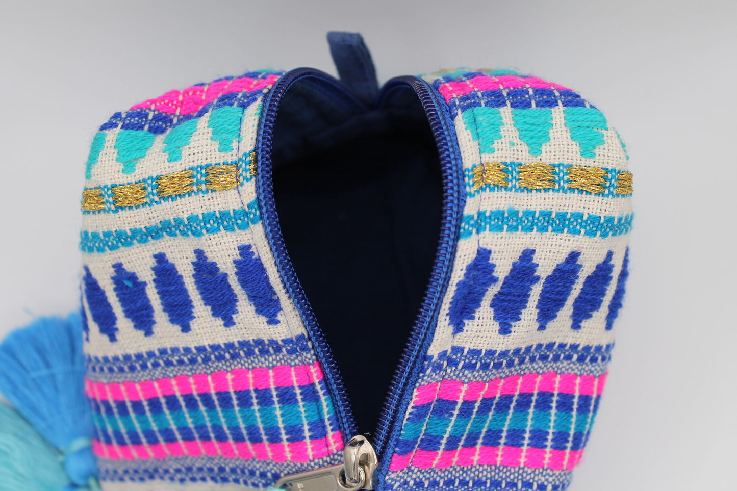Embroidered Pouch, Green,Blue, Pink