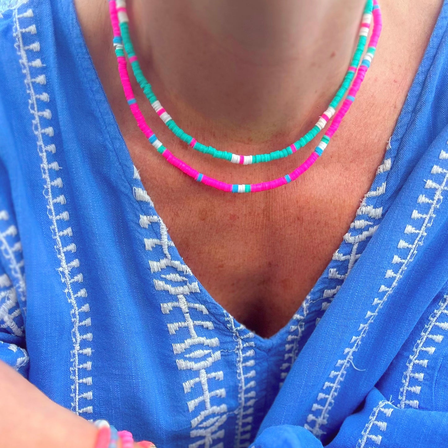 Salcombe Necklace Pink, White, Blue