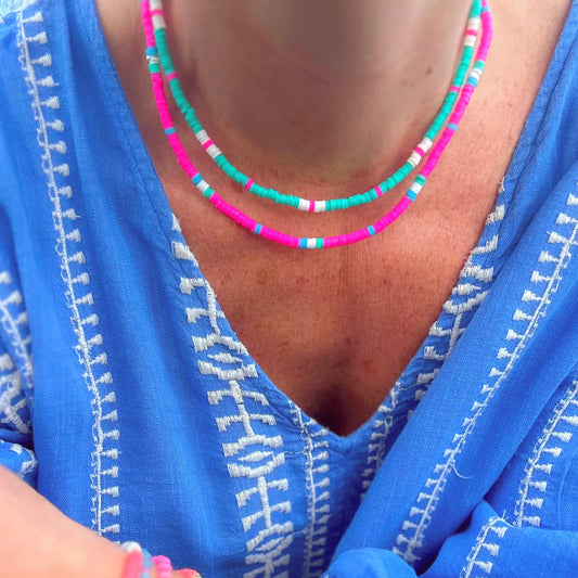 Salcombe Necklace Tropic, White, Pink