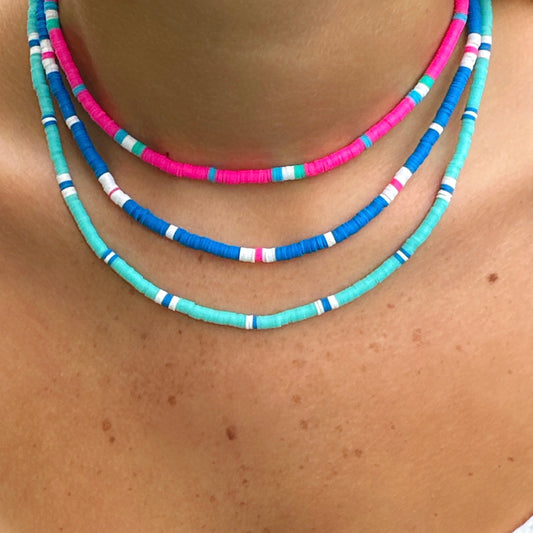 Salcombe Necklace Aqua, Blue & White
