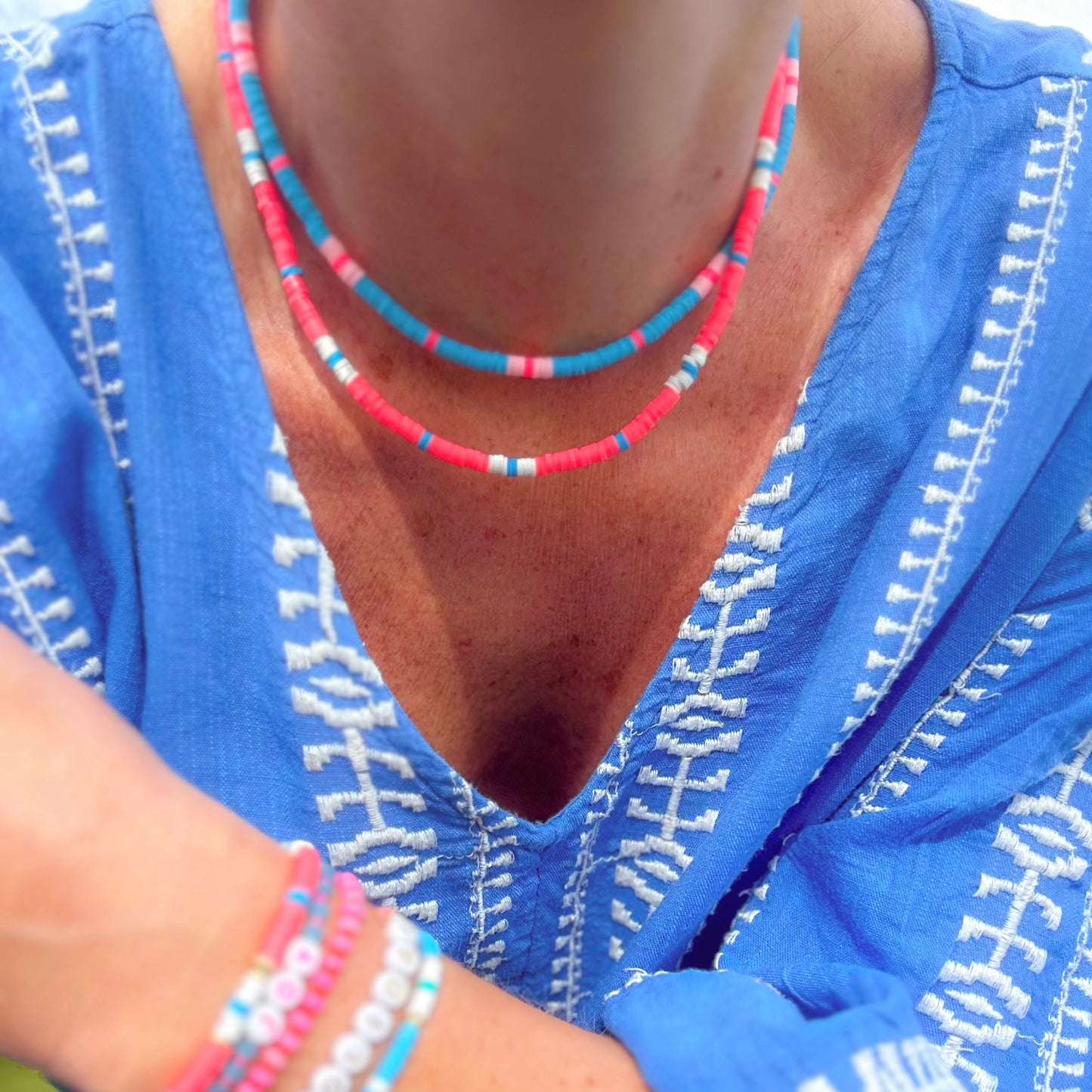 Salcombe Necklace Blue, Pink & Coral