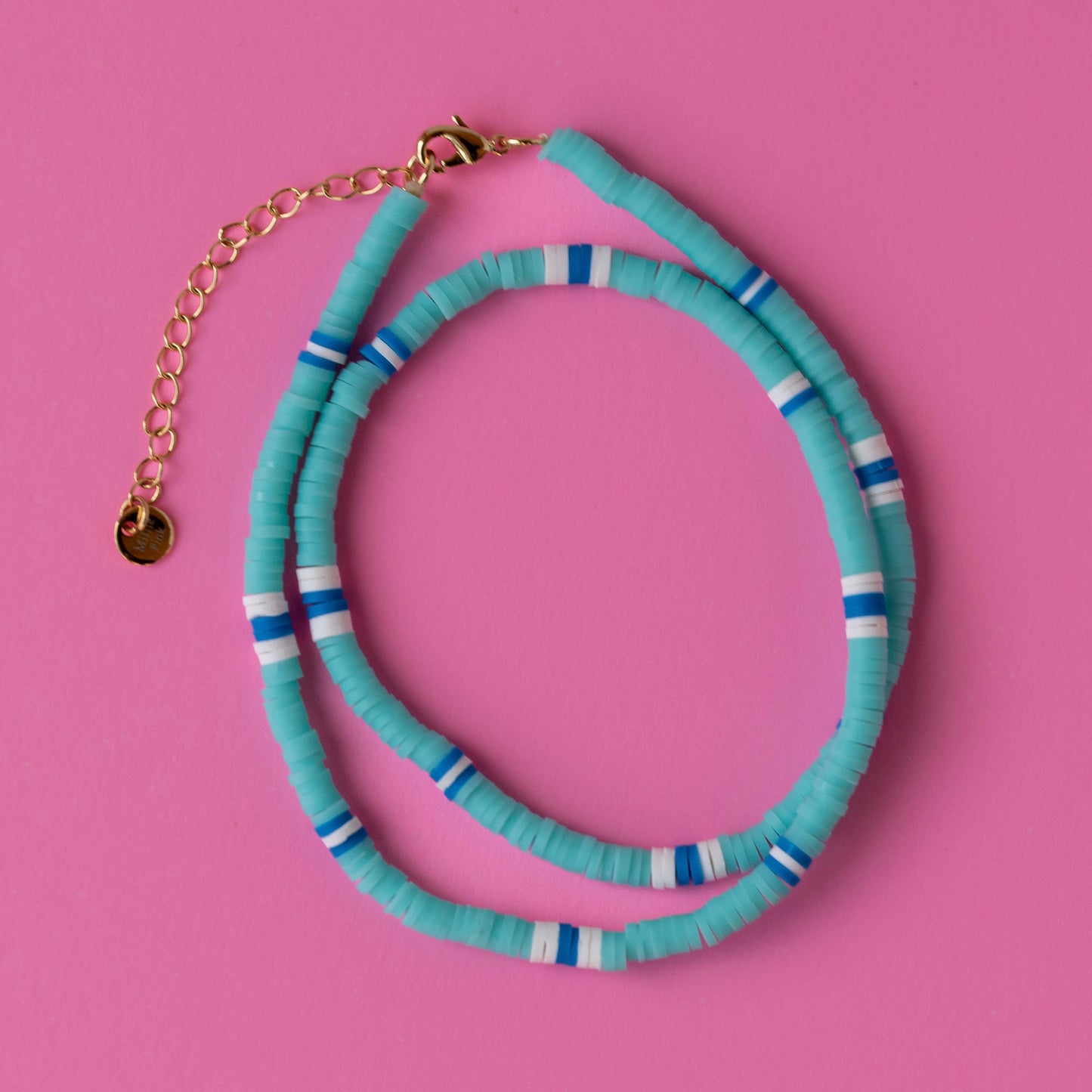 Salcombe Necklace Aqua, Blue & White