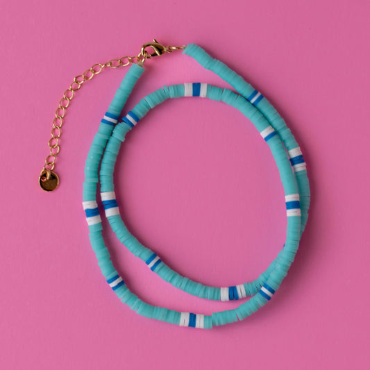 Salcombe Necklace Aqua, Blue & White