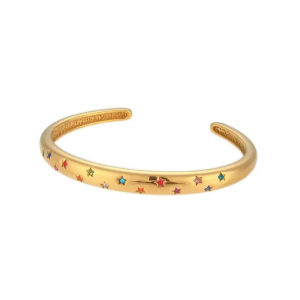 Belly Gold Bangle - Rainbow Zircon Star Round Cuff