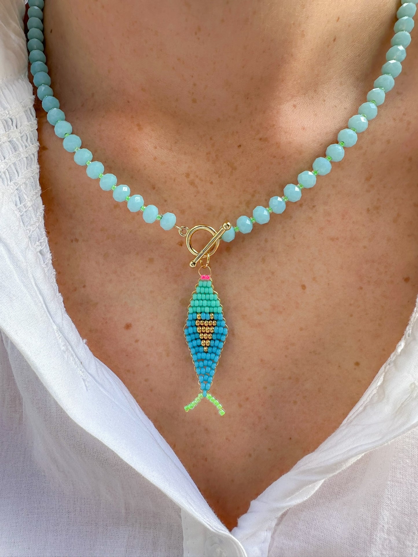 Keep Swimming Fish Necklace - Green