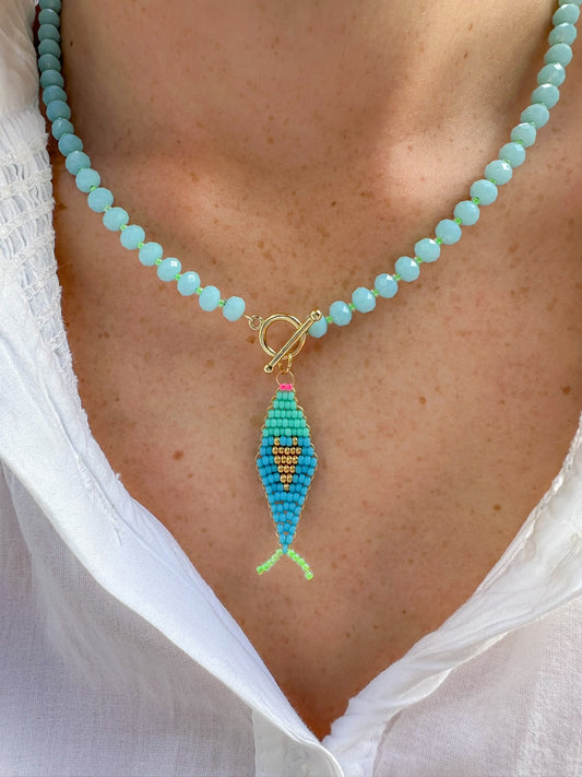 Keep Swimming Fish Necklace - Green