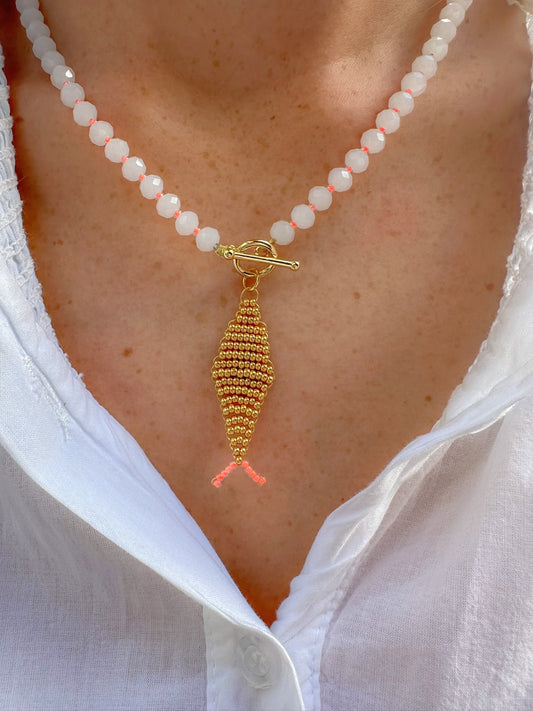 Keep Swimming Fish Necklace - Gold